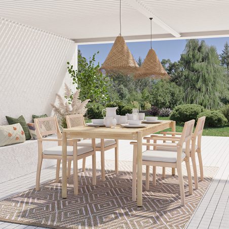 Table de jardin SAMOA 180 cm en bois d'acacia blanchi 100% FSC