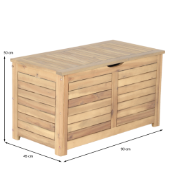 Coffre de jardin TERA en bois d'acacia blanchi 100% FSC 90x45x50 cm