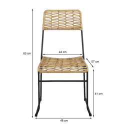 Lot de 2 chaises MASSA en résine tressée coloris naturel