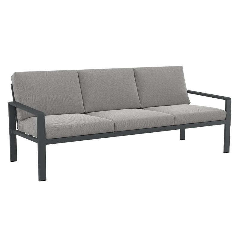 Salon de jardin DINA 5 places aluminium gris foncé et coussins gris clair