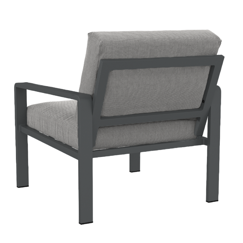 Salon de jardin DINA 5 places aluminium gris foncé et coussins gris clair