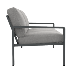 Salon de jardin DINA 5 places aluminium gris foncé et coussins gris clair
