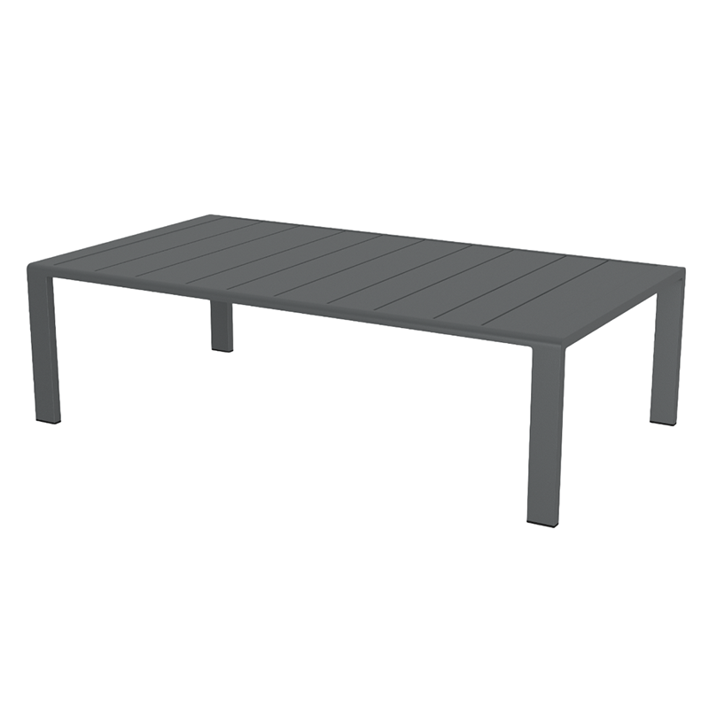 Salon de jardin DINA 5 places aluminium gris foncé et coussins gris clair