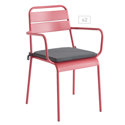 Lot de 2 chaises PANTONE en acier rouge indien