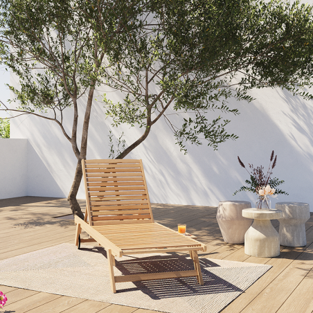 Bain de soleil MOLA en bois d'acacia blanchi FSC