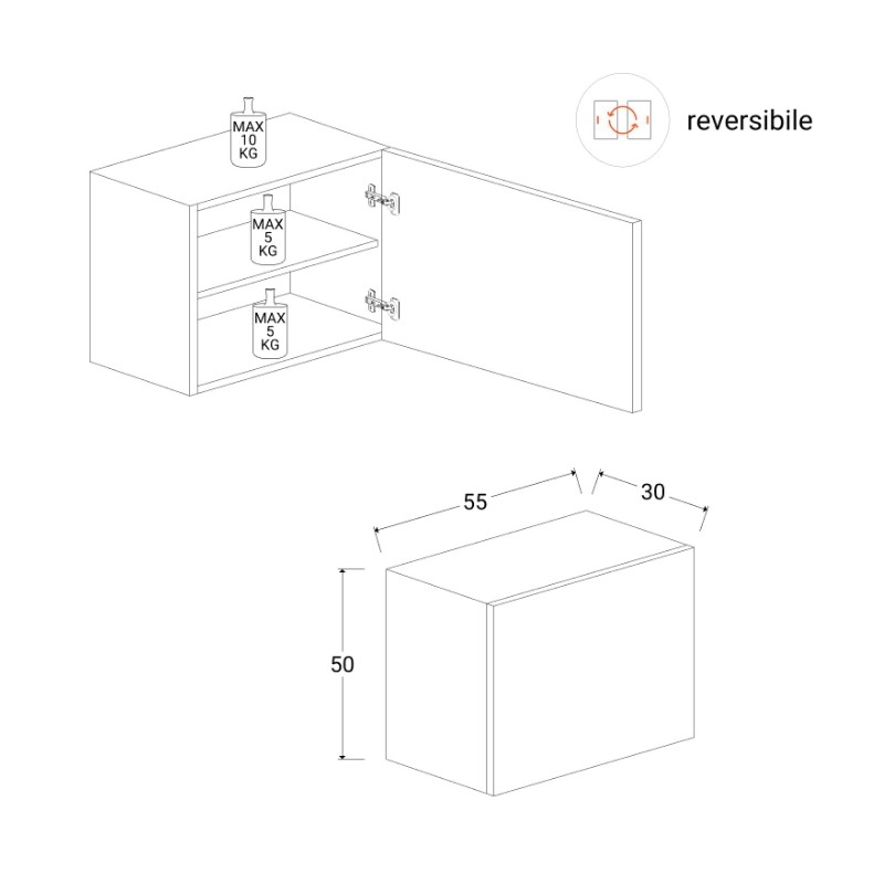 Rangement mural MARINA effet bois foncé L55 x P30 x H50