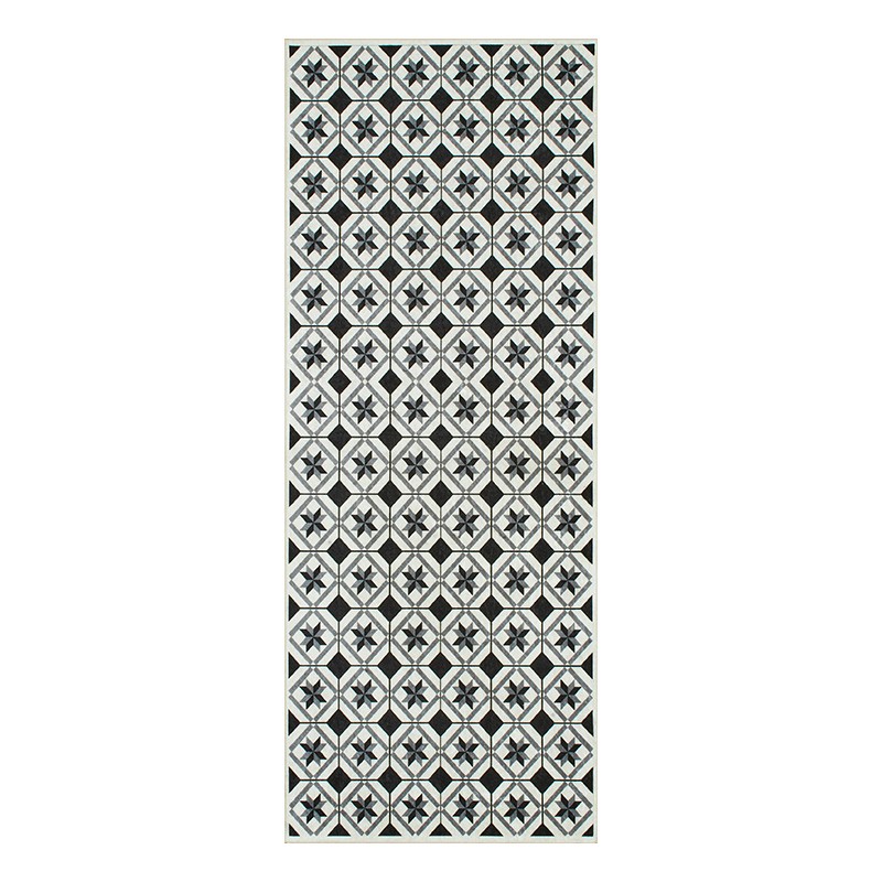Tapis de cuisine YARA noir motif carreaux de ciment 70x180cm