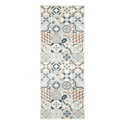 Tapis de cuisine YARA marron motif carreaux de ciment 70x180cm