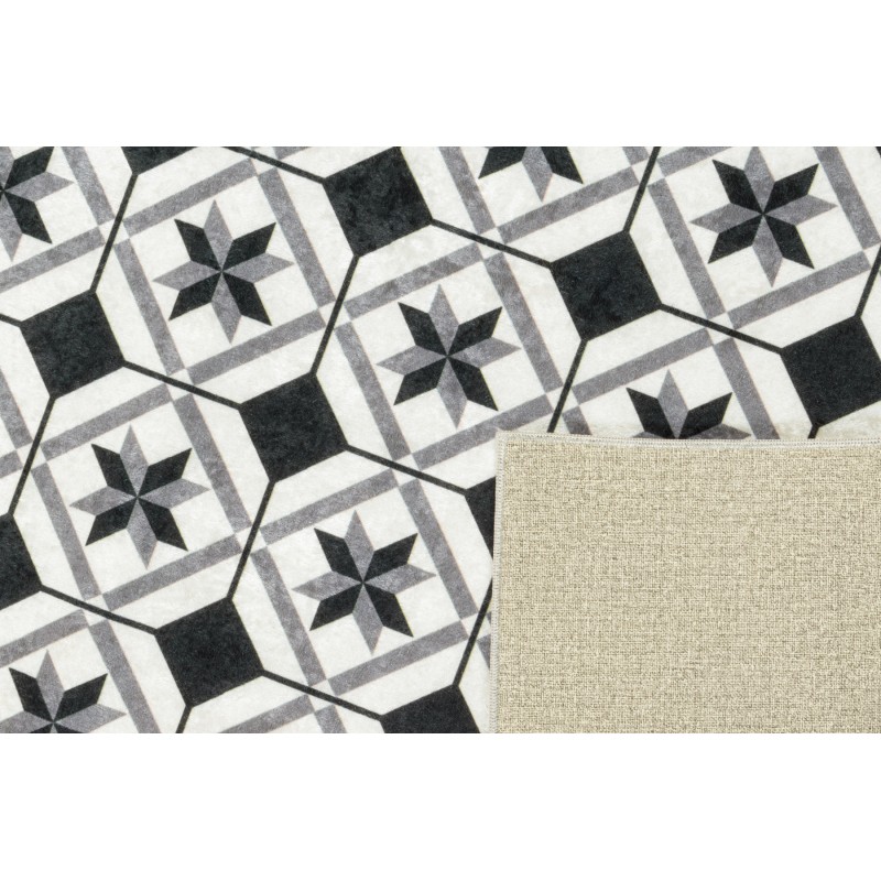 Tapis de cuisine YARA noir motif carreaux de ciment 80x150cm