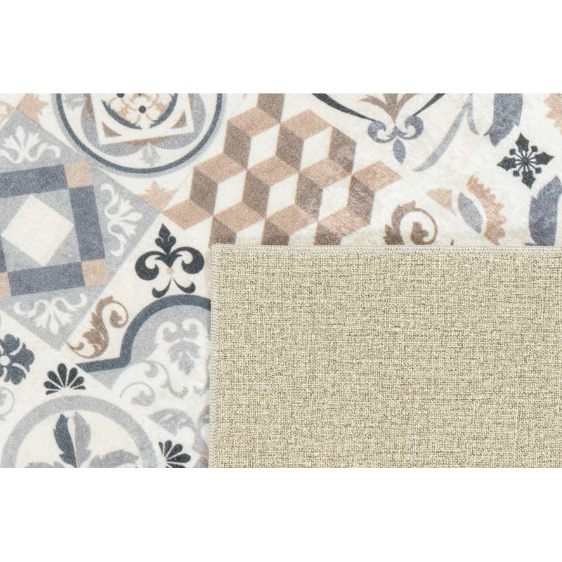 Tapis de cuisine YARA marron motif carreaux de ciment 80x150cm