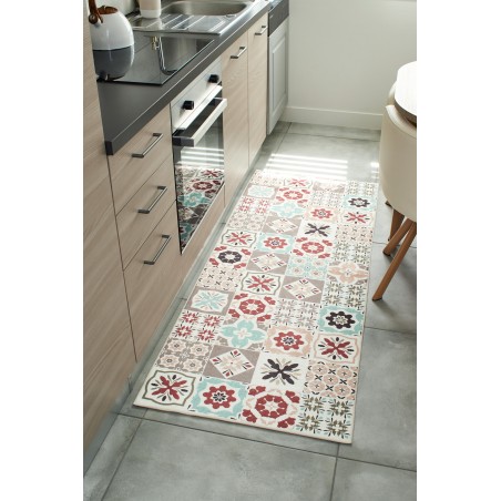 Tapis de cuisine YARA multi couleurs motif carreaux de ciment 70x180cm