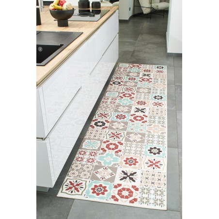 Tapis de cuisine YARA multi couleurs motif carreaux de ciment 80x300cm