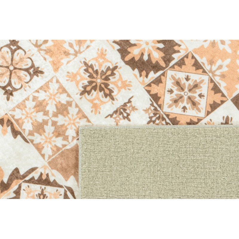 Tapis de cuisine YARA orange motif carreaux de ciment 50x100 cm