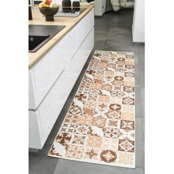Tapis de cuisine YARA orange motif carreaux de ciment 80x300cm