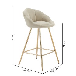 Lot de 2 tabourets CORAIL en velours beige avec pieds dorés