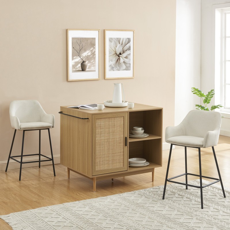 Lot de 2 tabourets de bar NILS tissu beige