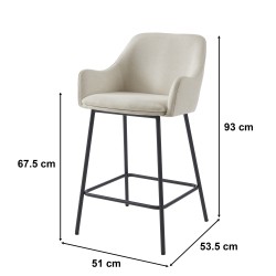 Lot de 2 tabourets de bar NILS tissu beige