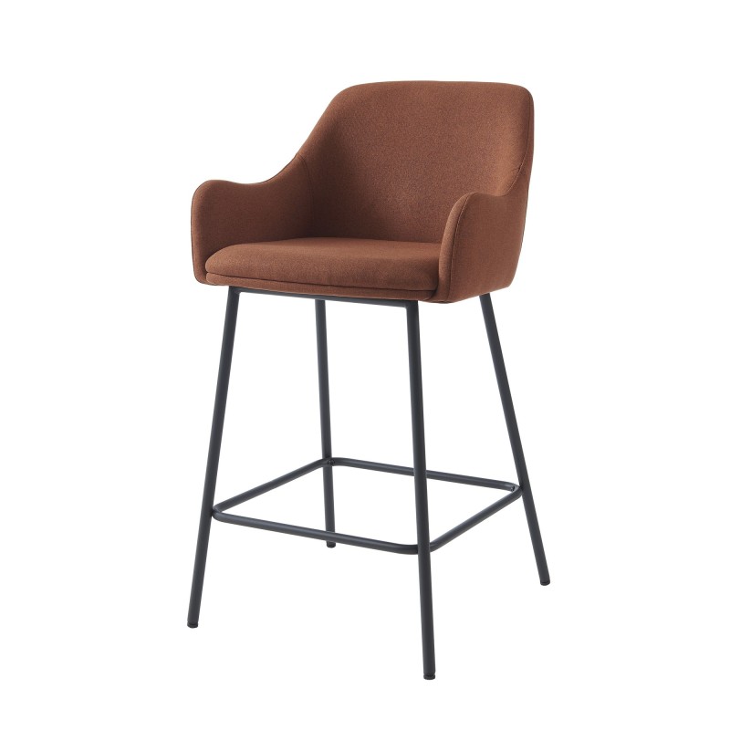Lot de 2 tabourets de bar NILS tissu terracotta