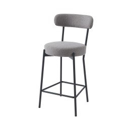 Lot de 2 tabourets de bar NOA tissu gris
