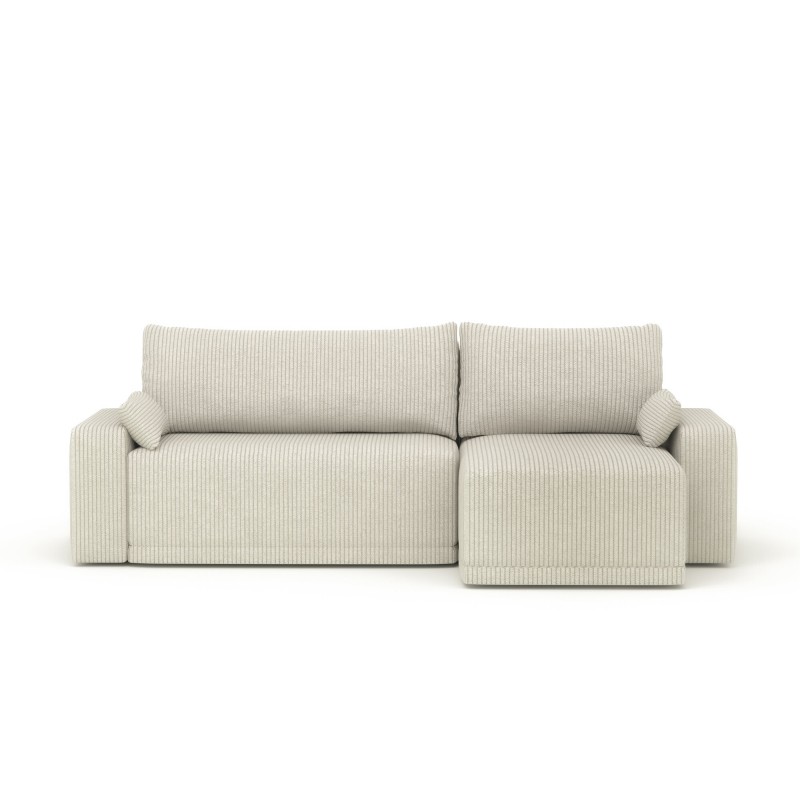 Canapé d'angle TEO convertible velours côtelé beige 4 places