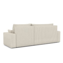 Canapé d'angle TEO convertible velours côtelé beige 4 places