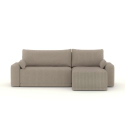 Canapé d'angle TEO convertible velours côtelé grège 4 places