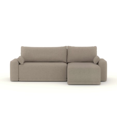 Canapé d'angle TEO convertible velours côtelé grège 4 places