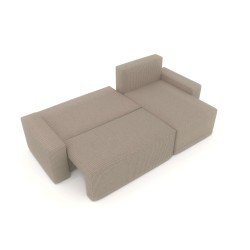 Canapé d'angle TEO convertible velours côtelé grège 4 places
