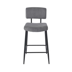 Lot de 2 tabourets de bar EKO en velours côtelé gris