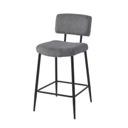 Lot de 2 tabourets de bar EKO en velours côtelé gris