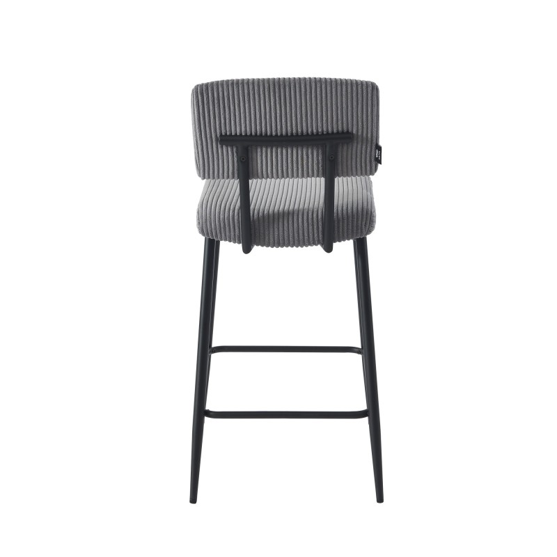 Lot de 2 tabourets de bar EKO en velours côtelé gris