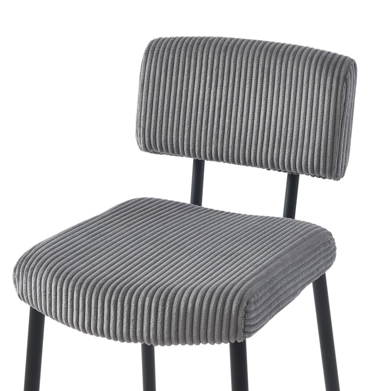 Lot de 2 tabourets de bar EKO en velours côtelé gris