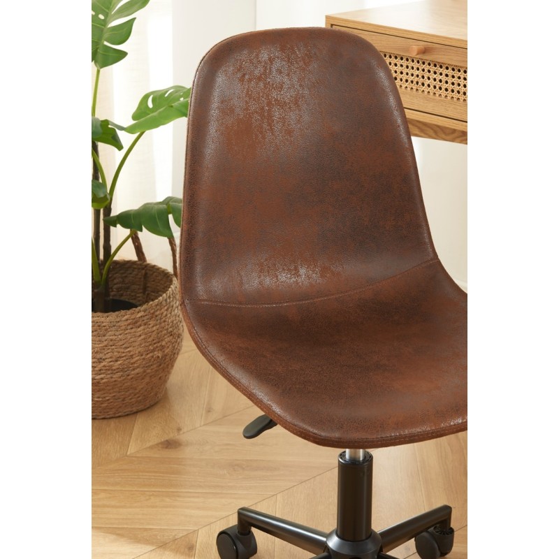 Chaise de bureau LENA suédine aspect cuir vieilli 5 roulettes