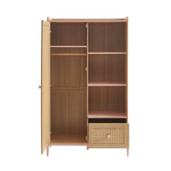 Armoire PABLO rose et cannage rotin 1 porte et 1 tiroir