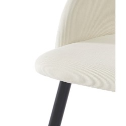 Lot de 2 chaises VINTAGE velours côtelé beige crème pieds métal noir