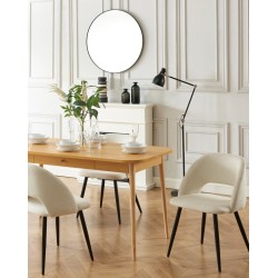 Lot de 2 chaises VINTAGE velours côtelé beige crème pieds métal noir