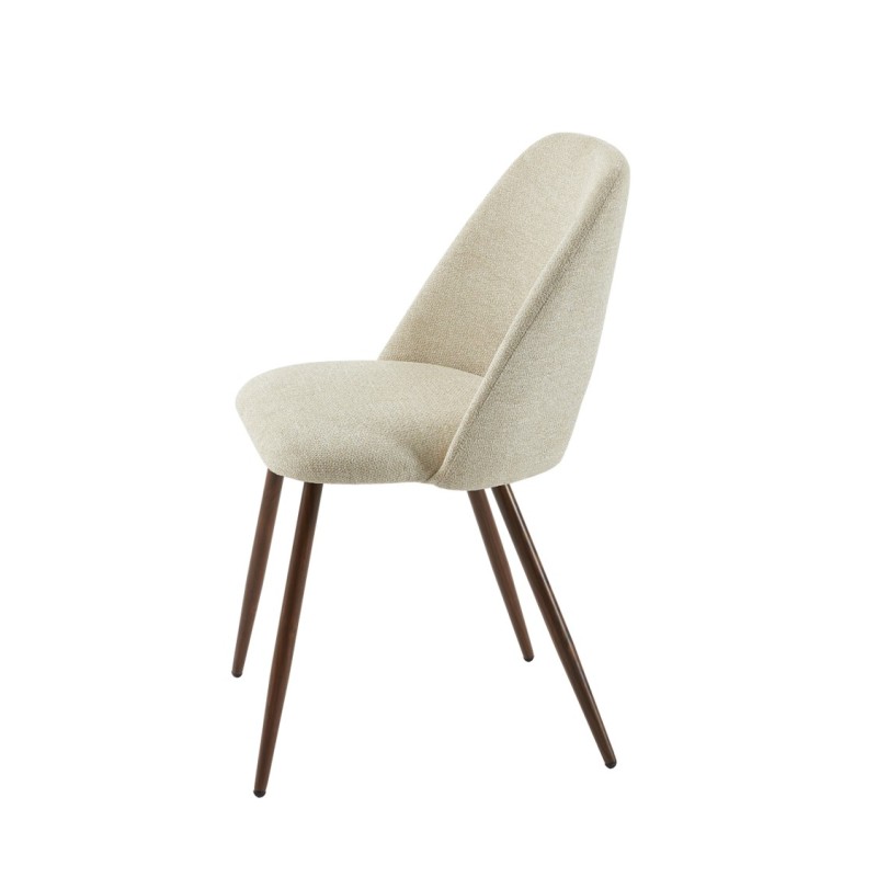 Lot de 2 chaises ELISABETH tissu beige pieds effet chêne