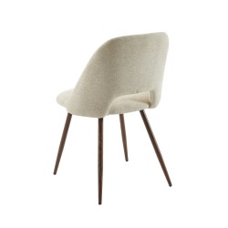 Lot de 2 chaises ELISABETH tissu beige pieds effet chêne