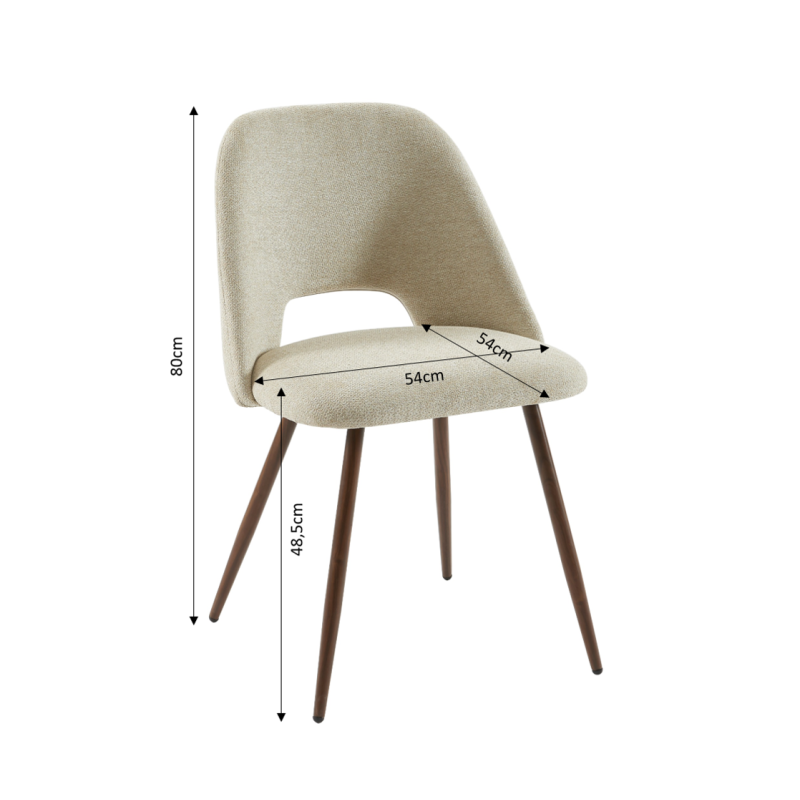 Lot de 2 chaises ELISABETH tissu beige pieds effet chêne