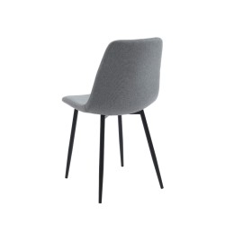 Lot de 4 chaises ESTELLE tissu gris clair pieds métal noir