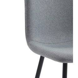 Lot de 4 chaises ESTELLE tissu gris clair pieds métal noir