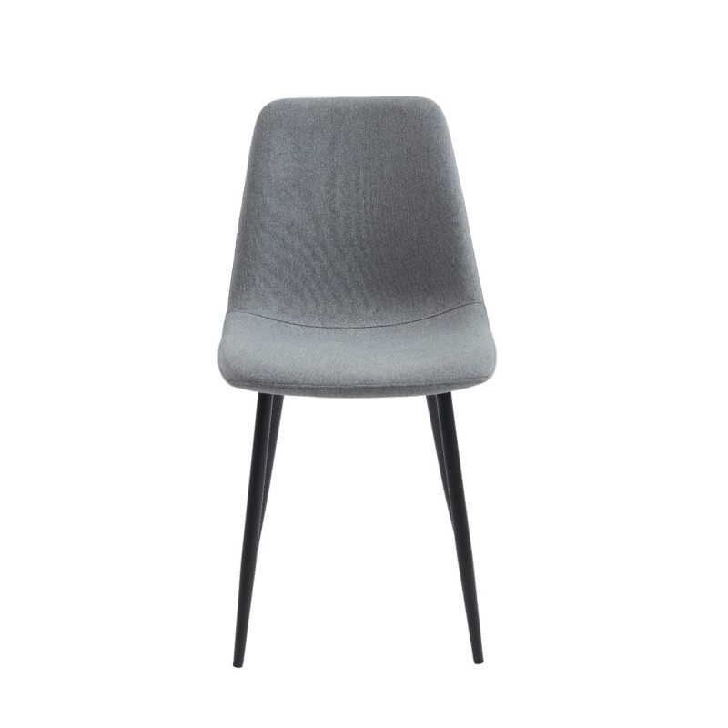 Lot de 4 chaises ESTELLE tissu gris clair pieds métal noir