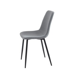 Lot de 4 chaises ESTELLE tissu gris clair pieds métal noir