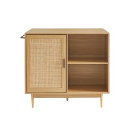 Ilot central AMANA effet chêne et cannage rotin 100cm