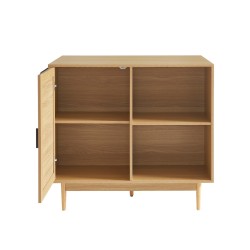 Ilot central AMANA effet chêne et cannage rotin 100cm