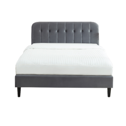 Lit double ANDRE velours gris anthracite 140x190 sommier inclus