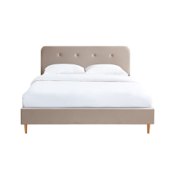Lit double KNUT velours beige sable 160x200 sommier inclus