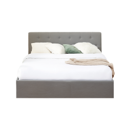 Lit coffre BAHIA 140x190 tissu gris sommier inclus