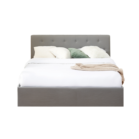 Lit coffre BAHIA 140x190 tissu gris sommier inclus