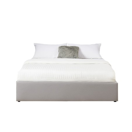 Lit coffre SAKURA tissu gris chiné 140x190 sommier inclus